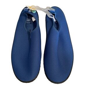 Sun Squad Mens Water Shoes Blue Mesh Slip On Beach Pool Size L 11/12